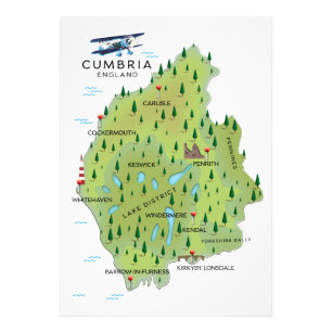 Cumbria England Karte Reiseplakat. Fotodruck