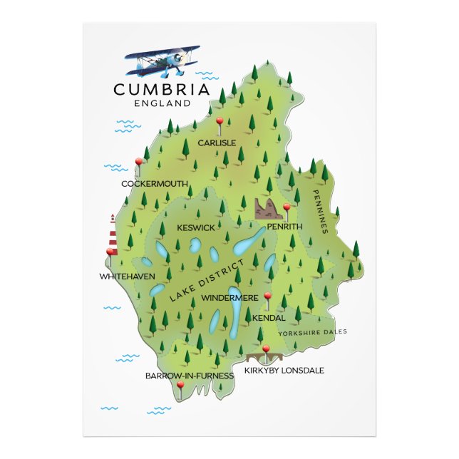Cumbria England Karte Reiseplakat. Fotodruck (Vorne)