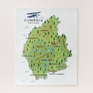 Cumbria England Karte Reiseplakat. Puzzle