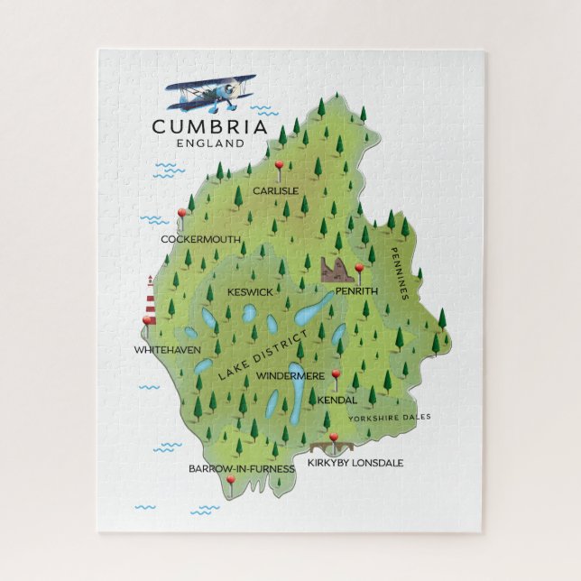 Cumbria England Karte Reiseplakat. Puzzle (Vertikal)