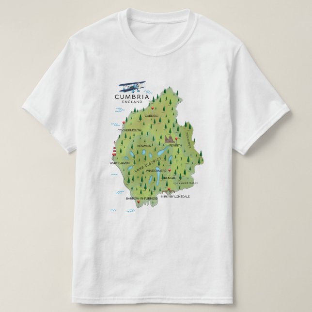 Cumbria England Karte Reiseplakat. T-Shirt (Design vorne)