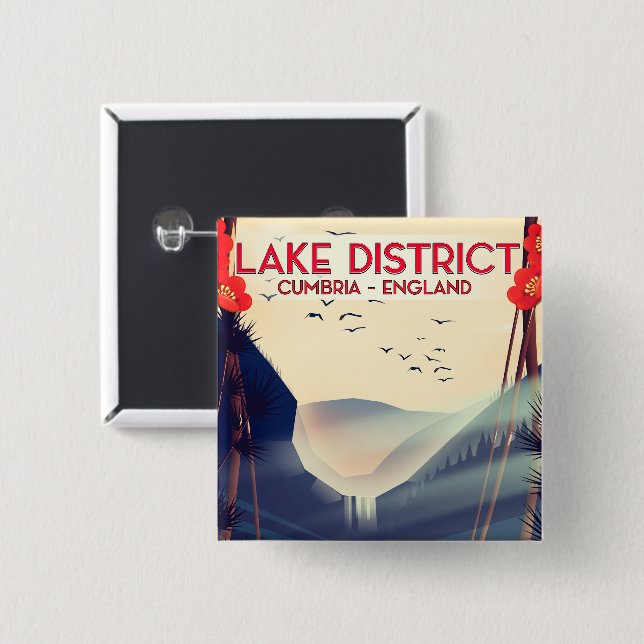Cumbria Vacacation poster Lake District Button (Vorne & Hinten)