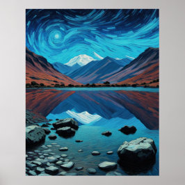 Cumbrian Hills & Mountains, Seen, Van Gogh Sky Poster