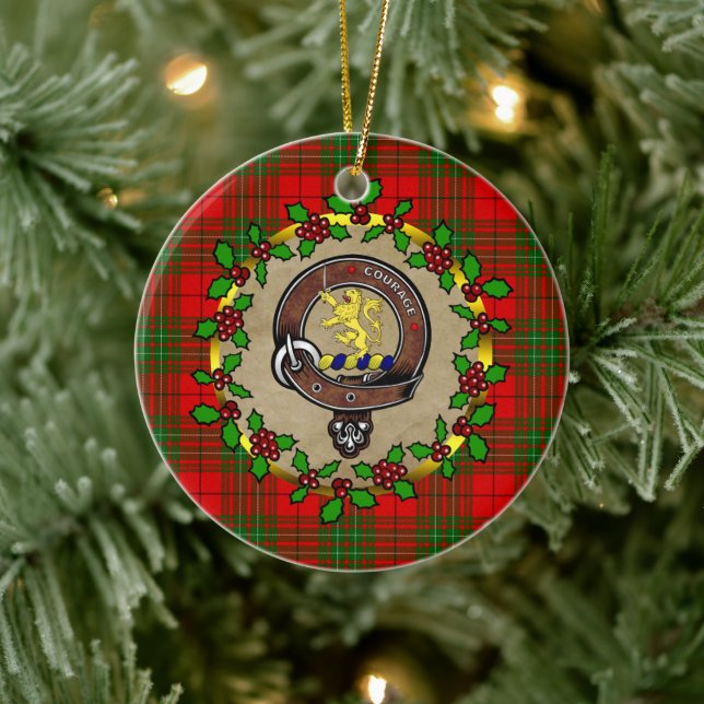 Cumming Clan Abzeichen & Tartan Personalisierte We Keramik Ornament (Baum)
