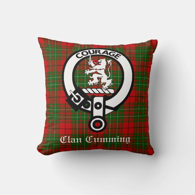 Cumming Crest Badge and Tartan Kissen (Vorderseite)