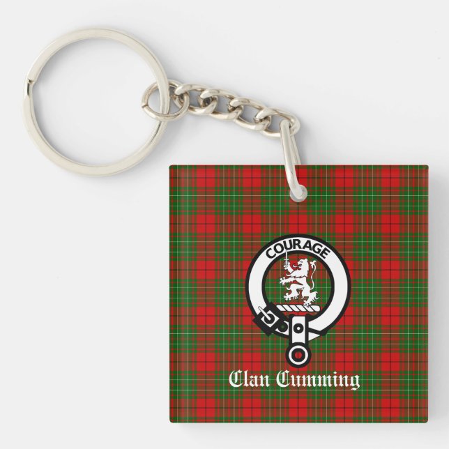 Cumming Crest Badge and Tartan Schlüsselanhänger (Vorderseite)