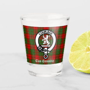 Cumming Crest Badge and Tartan Schnapsglas