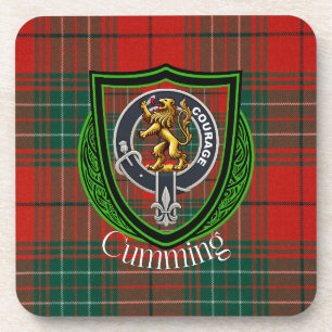 Cumming-Schottischer-Clan-Tartan und -Wappen Getränkeuntersetzer