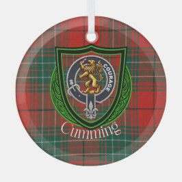 Cumming-Schottischer-Clan-Tartan und -Wappen Ornament Aus Glas