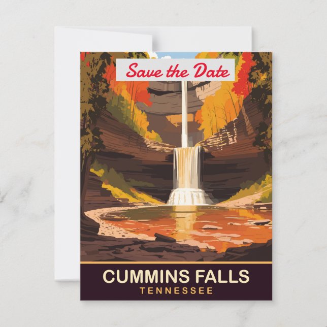 Cummins Falls Tennessee Hochzeits-Einladung Save The Date (Vorderseite)