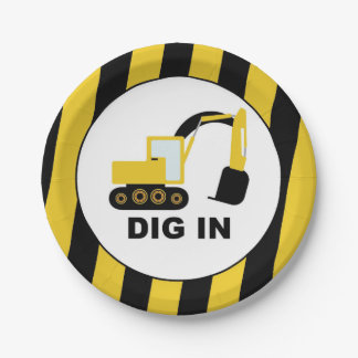 Cumpleaños infantil excavadoras Dig In Pappteller