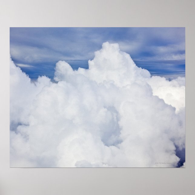 Cumulus Wolken aus Hochwinkel betrachtet. Poster (Vorne)
