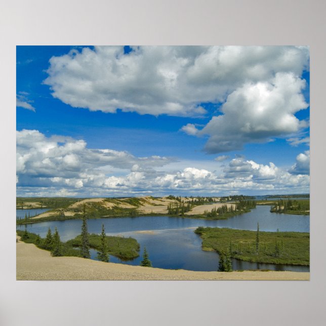 Cumulus-Wolken schweben über Seen, Nordwesten Poster (Vorne)