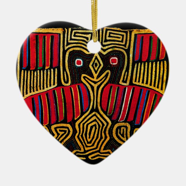 Cuna Indian Mola Duck Design Keramikornament (Vorne)