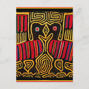 Cuna Indian Mola Duck Design Postkarte