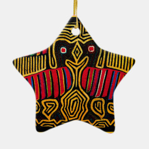 Cuna Indian Mola Enten-Design Keramikornament