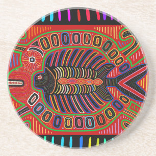 Cuna Indian Mola Fliegender Fisch Getränkeuntersetzer