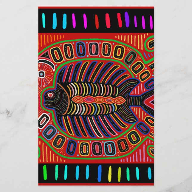 Cuna Indian Mola Flying Fish Fish Briefpapier (Vorderseite)