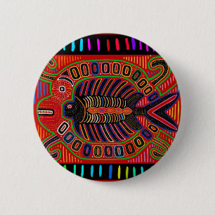Cuna Indian Mola Flying Fish Fish Button