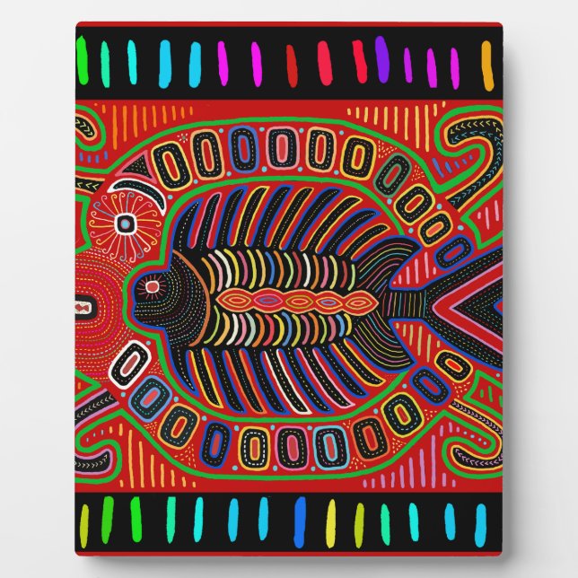 Cuna Indian Mola Flying Fish Fish Fotoplatte (Vorderseite)