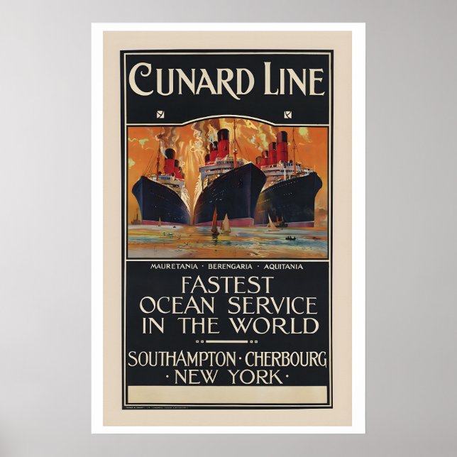 Cunard Line Fastest Ocean Service in the Word Poster (Vorne)