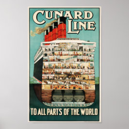 Cunard Line (für alle Teile der Welt) Poster