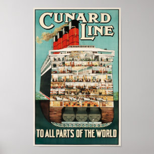 Cunard Line (für alle Teile der Welt) Poster
