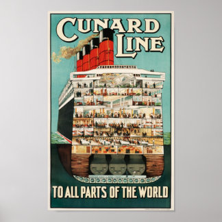 Cunard Line (für alle Teile der Welt) Poster