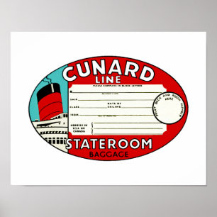Cunard Line-Gepäckanhänger Poster