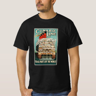 Cunard Line Kreuzfahrt Retro Vintage Poster T-Shirt