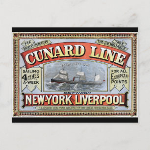 Cunard Line New York Liverpool Plakat Postkarte