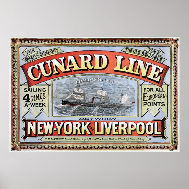 Cunard Line New York Liverpool Poster (Vorne)