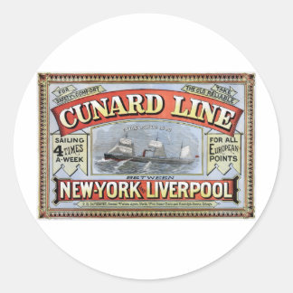 Cunard Line New York Liverpool Poster Runder Aufkleber