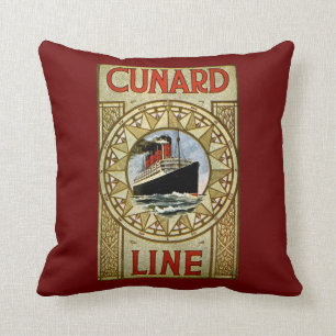 Cunard Line Vintage Kreuzfahrtlinien-Werbung Kissen