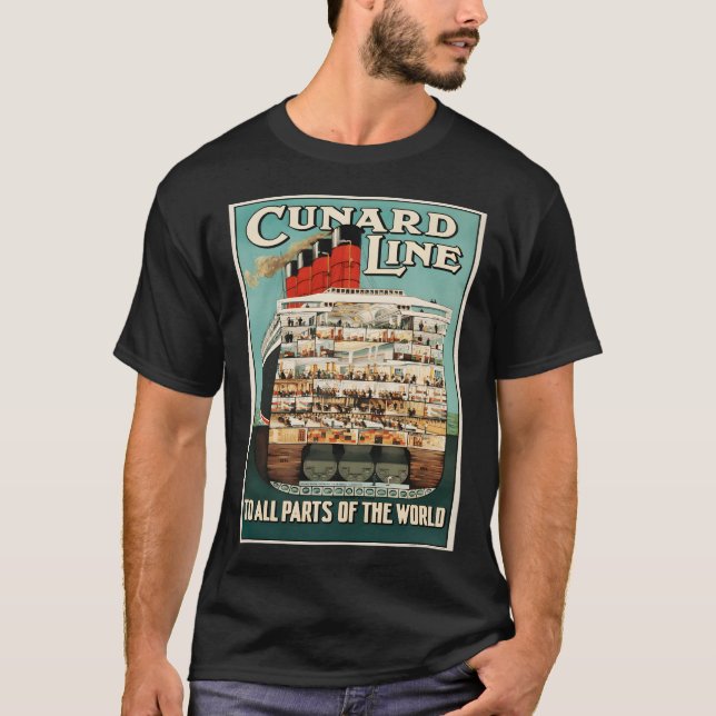 Cunard Line Vintage Reise T-Shirt (Vorderseite)