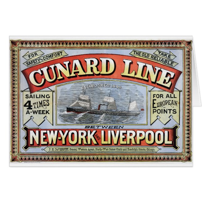 Cunard Linie Plakat New York Liverpool (Vorderseite (Horizontal))