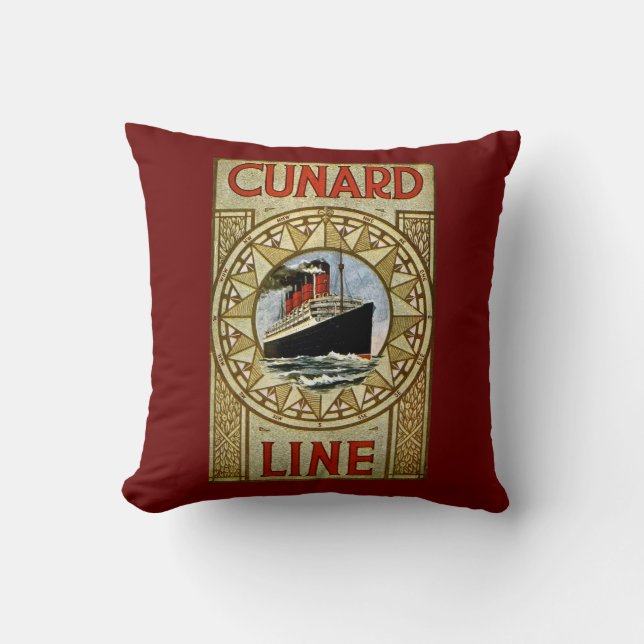 Cunard Linie Vintage Kreuzfahrt-Linie Anzeige Kissen (Vorderseite)