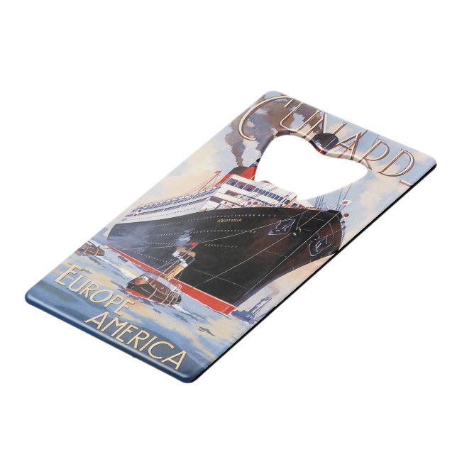 CUNARD OCEAN LINER AQUITANIA GELDBEUTEL FLASCHENÖFFNER (Vorderseite Schrägansicht)