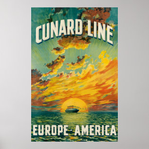 CUNARD OCEAN LINER EUROPA AMERIKA POSTER