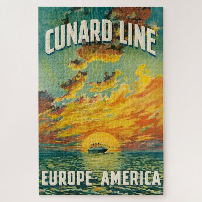 CUNARD OCEAN LINER EUROPE AMERICA POSTCARD PUZZLE (Vertikal)