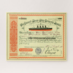 Cunard Steam-Ship Company 1909 Aktienzertifikat Puzzle