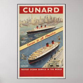 Cunard Vintage Travel Poster und Retro Prints
