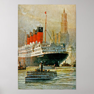 Cunarder in New York Poster