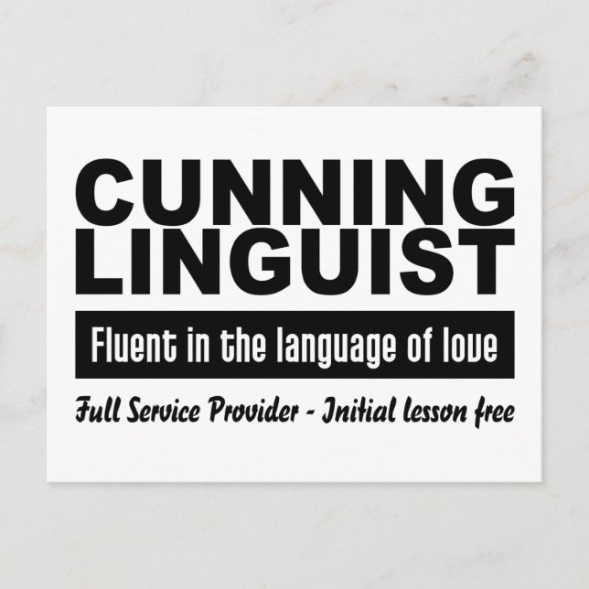 Cunning Linguist Postcard, anpassen Postkarte (Vorderseite)