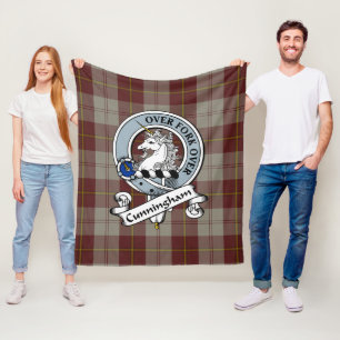 Cunningham Burgundy Dancers Clan Abzeichen Tartan Fleecedecke