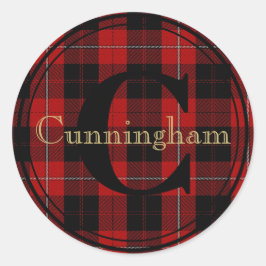 Cunningham Clan Tartan Monogram Name Siegel Sticke Runder Aufkleber