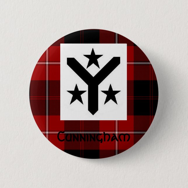 Cunningham moderner Tartan-Knopf Button (Vorderseite)