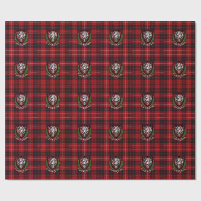 Cunningham Scottish Clan Tartan & Crest Geschenkpapier (Flach)