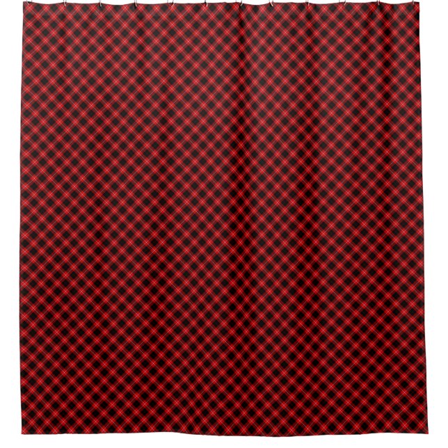 Cunningham Tartan Red Black Kariert Duschvorhang (Vorderseite)
