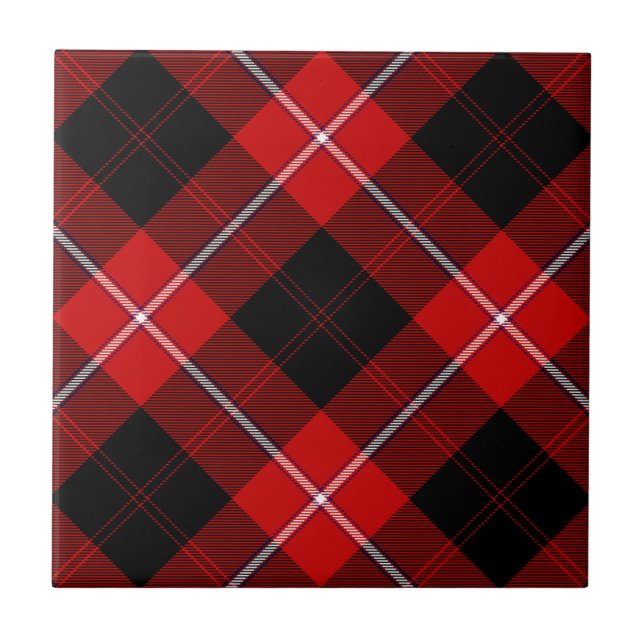 Cunningham Tartan Red Black Kariert Fliese (Vorderseite)